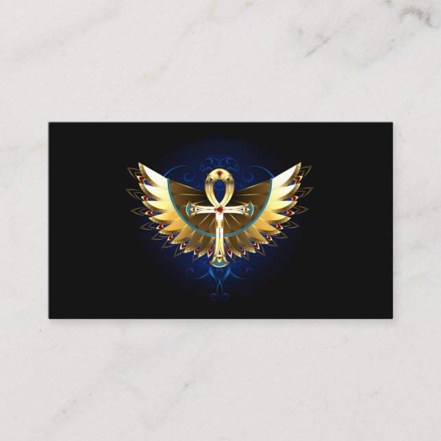 Gold Ankh with Wings Business Card (Front)