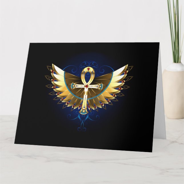 Gold Ankh with Wings Card (Front)