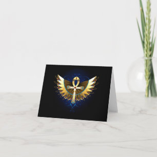 Gold Ankh with Wings Card