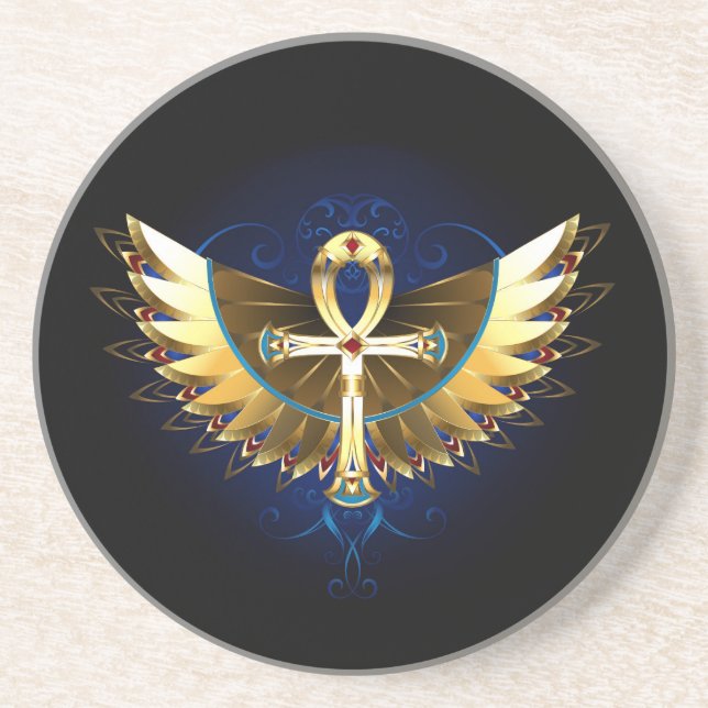 Gold Ankh with Wings Coaster (Front)