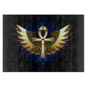 Gold Ankh with Wings Cutting Board