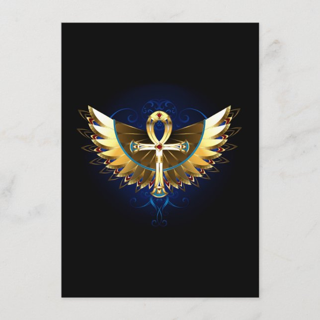 Gold Ankh with Wings Enclosure Card (Front)