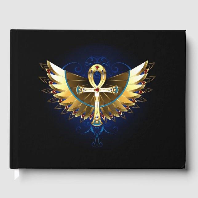Gold Ankh with Wings Guest Book (Front)
