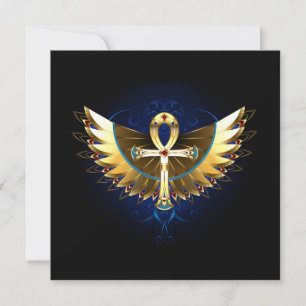 Gold Ankh with Wings Holiday Card