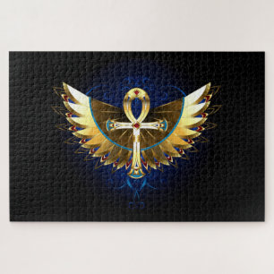 Gold Ankh with Wings Jigsaw Puzzle