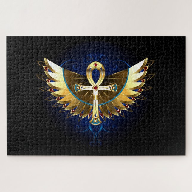 Gold Ankh with Wings Jigsaw Puzzle (Horizontal)