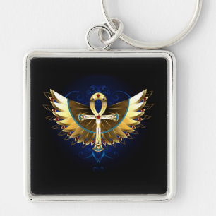 Gold Ankh with Wings Keychain