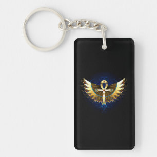 Gold Ankh with Wings Keychain