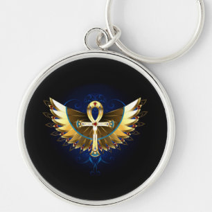 Gold Ankh with Wings Keychain