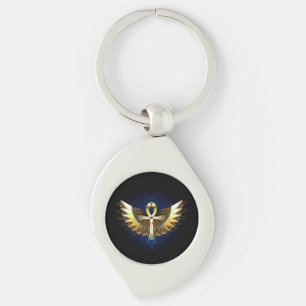 Gold Ankh with Wings Keychain