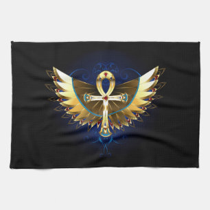 Gold Ankh with Wings Kitchen Towel