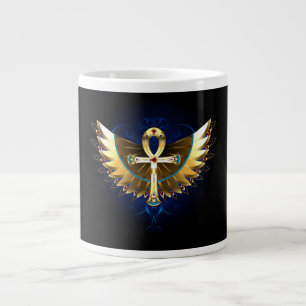 Gold Ankh with Wings Large Coffee Mug