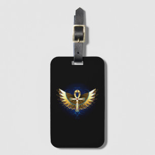 Gold Ankh with Wings Luggage Tag