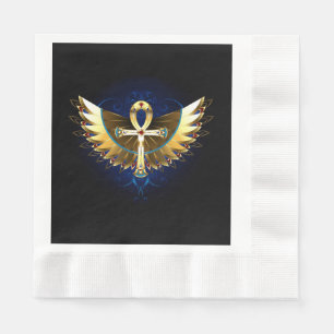 Gold Ankh with Wings Napkin