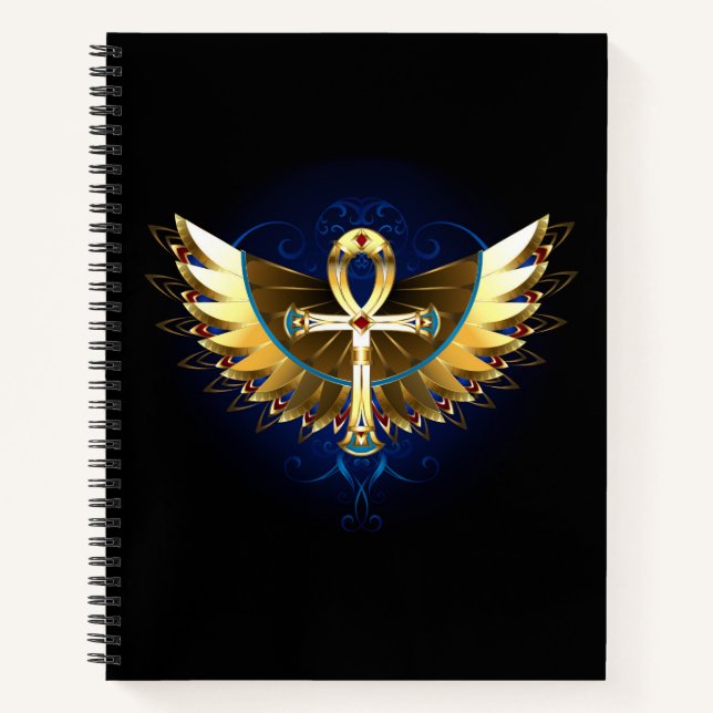 Gold Ankh with Wings Notebook (Front)