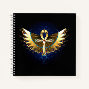 Gold Ankh with Wings Notebook