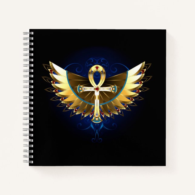 Gold Ankh with Wings Notebook (Front)