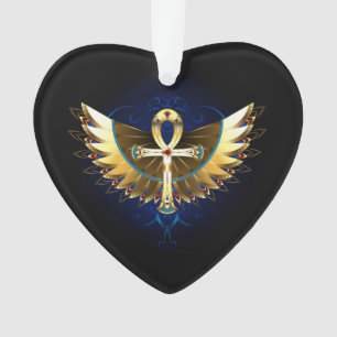 Gold Ankh with Wings Ornament