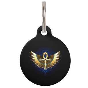 Gold Ankh with Wings Pet Tag