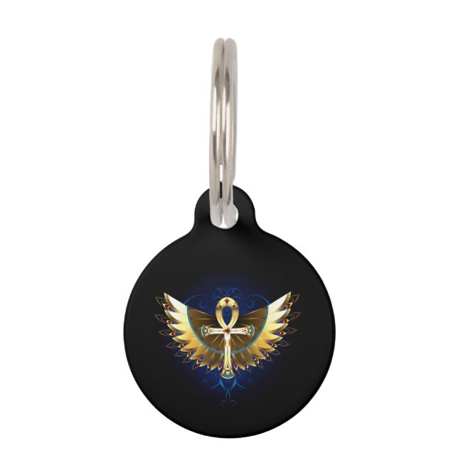 Gold Ankh with Wings Pet Tag (Front)