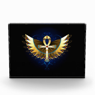 Gold Ankh with Wings Photo Block