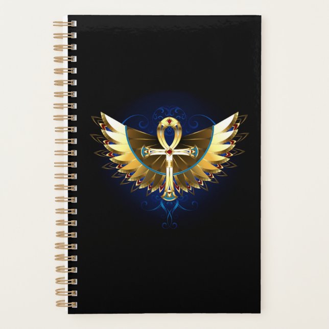 Gold Ankh with Wings Planner (Front)