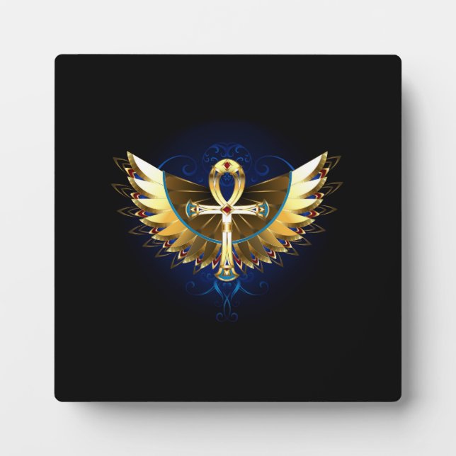 Gold Ankh with Wings Plaque (Front)