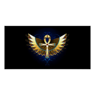 Gold Ankh with Wings Poster