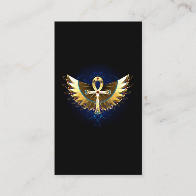 Gold Ankh with Wings Referral Card (Front)