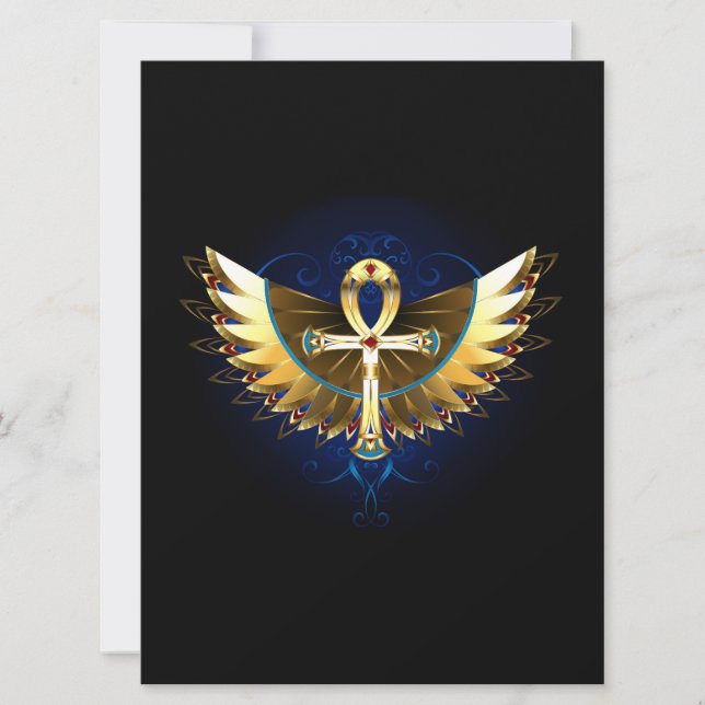 Gold Ankh with Wings Save The Date (Front)