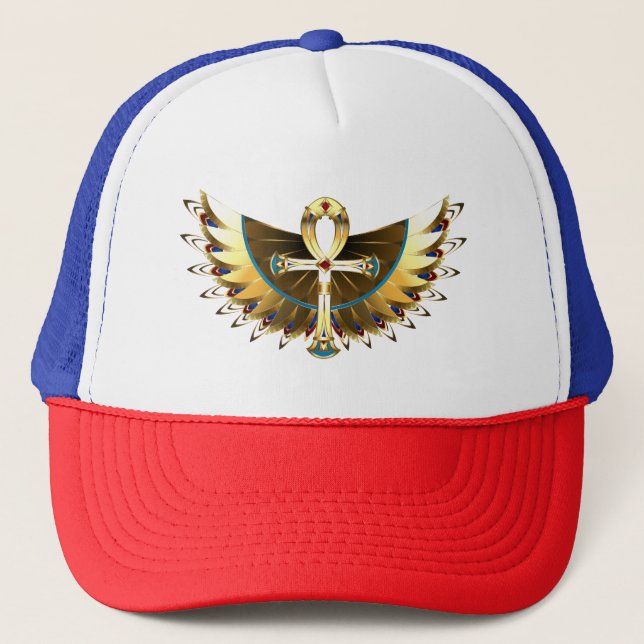 Gold Ankh with Wings Trucker Hat (Front)