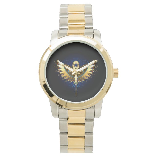 Gold Ankh with Wings Watch (Front)