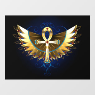 Gold Ankh with Wings Window Cling