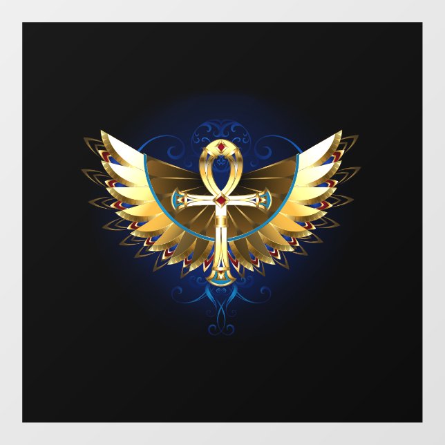 Gold Ankh with Wings Window Cling (Sheet)