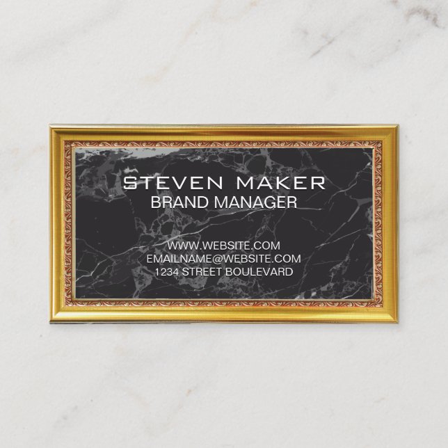 Gold Antique Border | Black Border Business Card (Front)