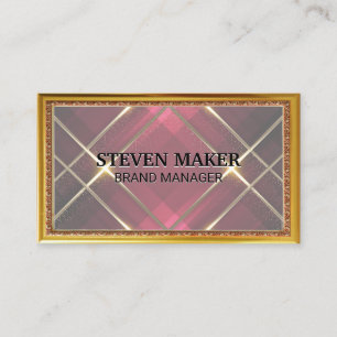Gold Antique Border Red Stripes Gold Lines Business Card