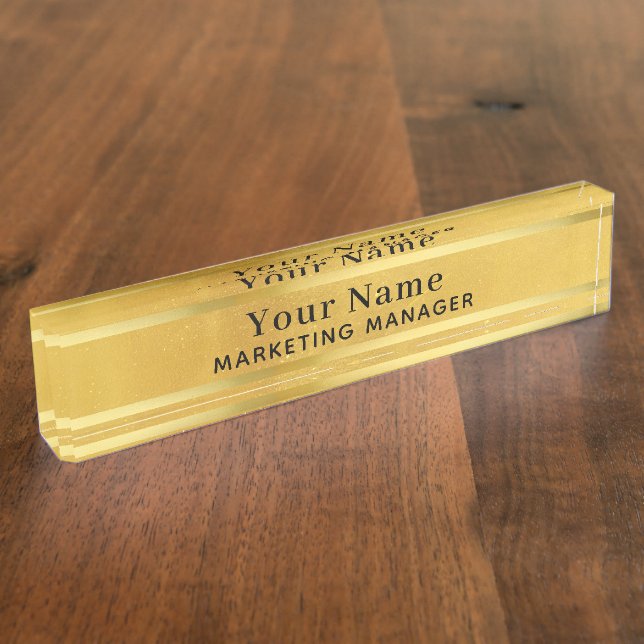 Gold + Antique Brass Desktop Custom Name Plate (Side)