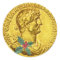 Gold Antiquities Caesar Coin Holiday Round Sticker