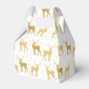 Gold Antler Stag Reindeer Holiday Pattern Favor Box