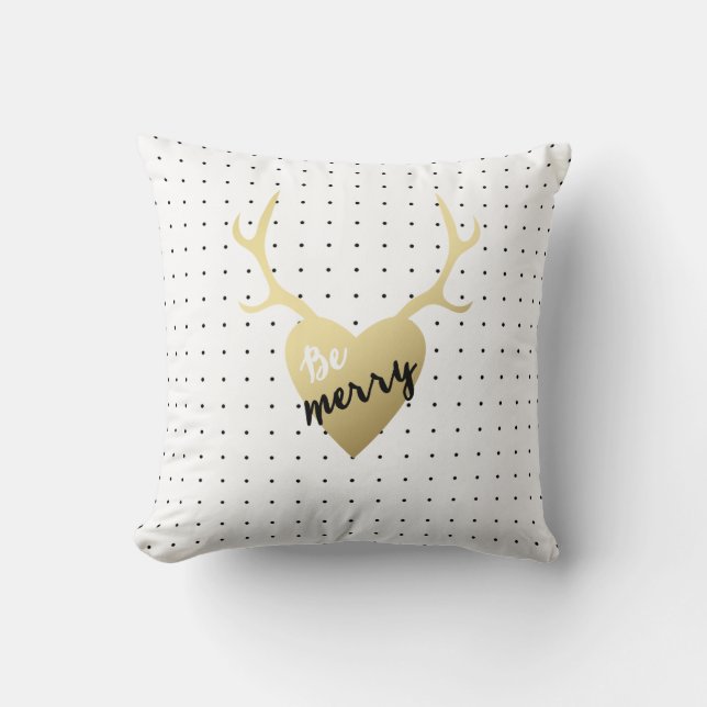 Gold Antlers | Holiday Throw Pillow (Front)