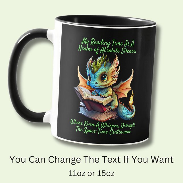 Gold Aqua Baby Dragon Warning Reading Book Voice Mug (Creator Uploaded)
