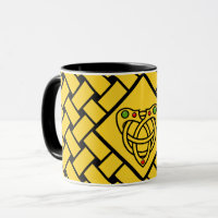 Gold/aqua/black bands/weave, Celtic heart knot