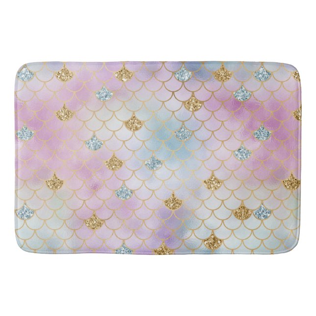 Gold Aqua Glitter Dream Purple Blush Mermaid       Bath Mat (Front)