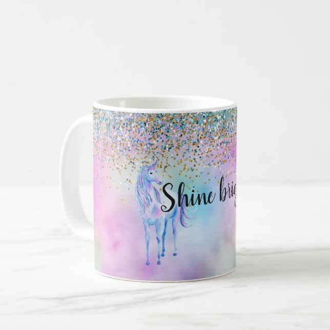 Gold Aqua Glitter Purple Unicorn Sparkle      Coffee Mug (Front Left)