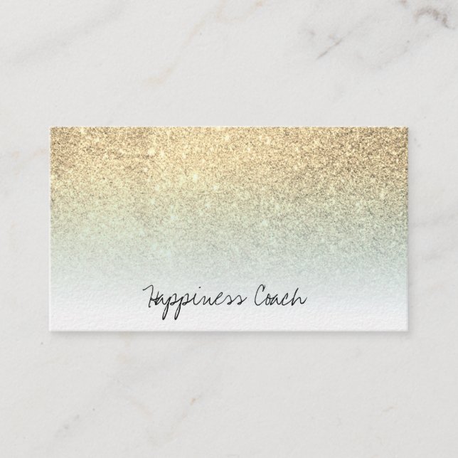 *~* Gold Aqua Pastel White Ombre Gradient Glitter Business Card (Front)
