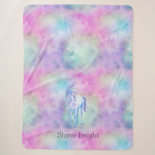 Gold Aqua Purple Unicorn Sparkle    Sherpa Blanket