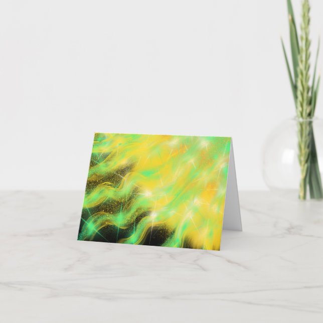 Gold Aqua Starburst Modern Christian Art Painting Card (Front)