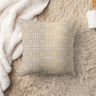 gold arabic pattern throw pillow
