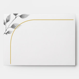Gold Arch Eucalyptus Black White Wedding Envelope
