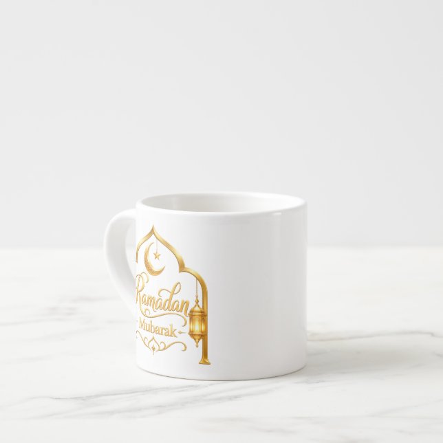 Gold Arch Lantern Ramadan Mubarak Espresso Cup (Front Left)